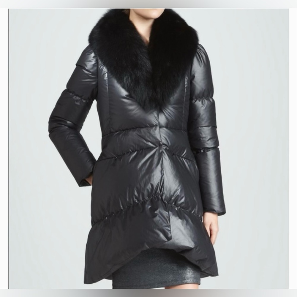 Alice and Olivia Down Puffer Jacket with REAL FOX FUR collar